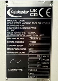 2023 Colchester Triumph VS2500 Centre Lathe with ACU-RITE Digital Readout